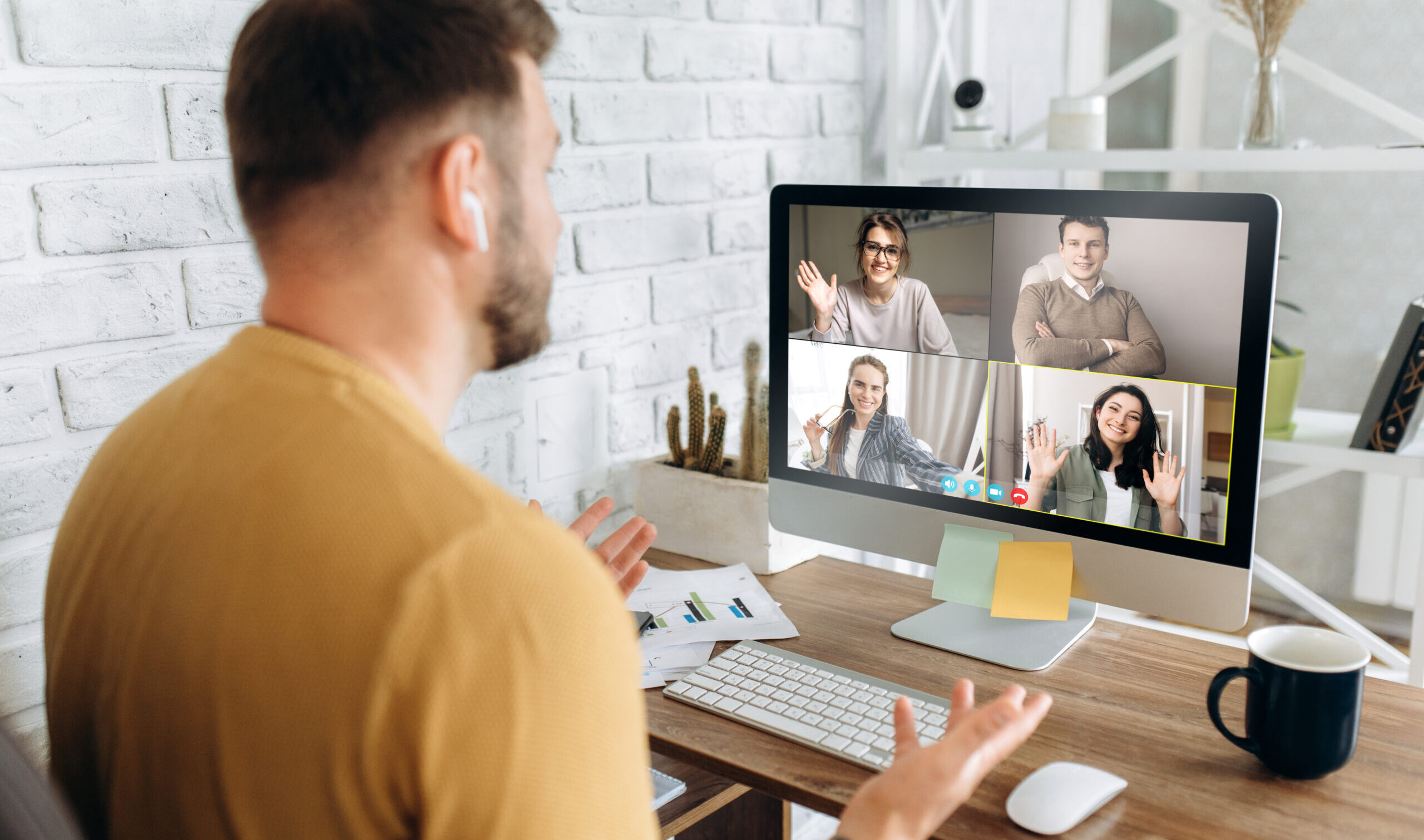 Online,Business,Meeting.,A,Young,Business,Man,Communicates,By,Video