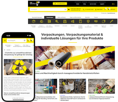 Schreenshots der Desktop und Mobile Seiten des aXpel Shops
